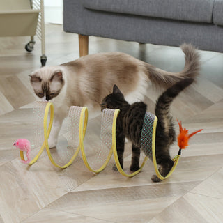  Foldable Cat Tunnel with Mouse Shape Balls and Feather Stick cashymart