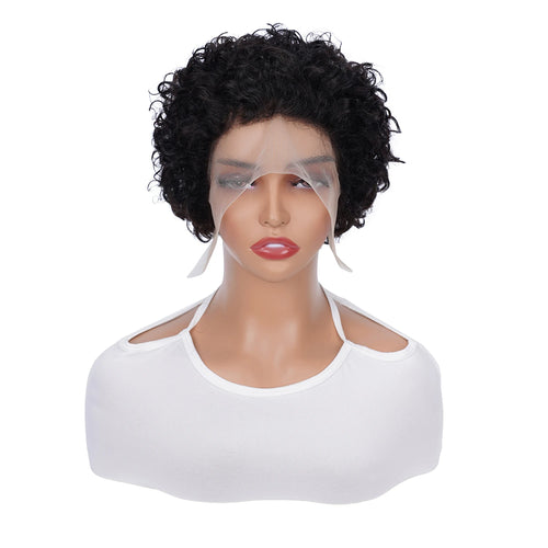  13x1 Transparent Lace Short Curly Pixie Wig cashymart