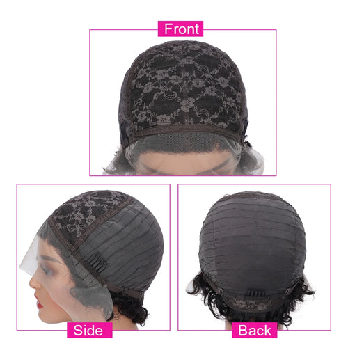 13x1 Transparent Lace Short Curly Pixie Wig cashymart