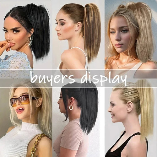  14 Inch Synthetic Straight Ponytail Extension cashymart