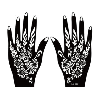  2 Sheets Hand Tattoo Decal Henna Stencil Temporary cashymart