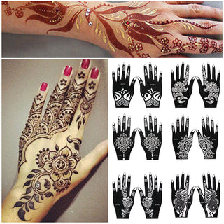  2 Sheets Hand Tattoo Decal Henna Stencil Temporary cashymart