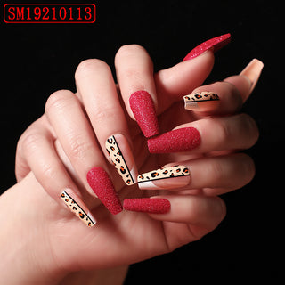  Red Jump Color Leopard Print Ballet False Nails cashymart