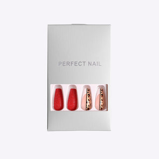  Red Jump Color Leopard Print Ballet False Nails cashymart