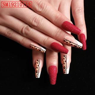  Red Jump Color Leopard Print Ballet False Nails cashymart