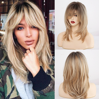  Long Golden Gradient Female Wig cashymart