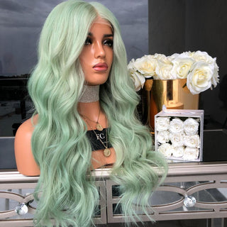  Green Mid-Length Curly Hair Wig cashymart