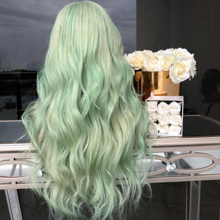  Green Mid-Length Curly Hair Wig cashymart