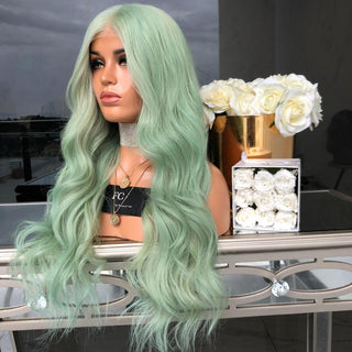  Green Mid-Length Curly Hair Wig cashymart