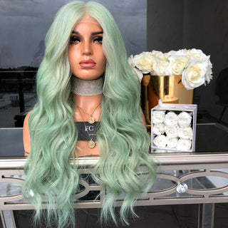  Green Mid-Length Curly Hair Wig cashymart