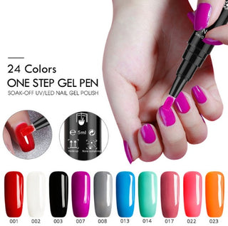  3 In 1 Gel Nail Varnish Pen Glitter One Step Nail Art Gel Polish Hybrid cashymart