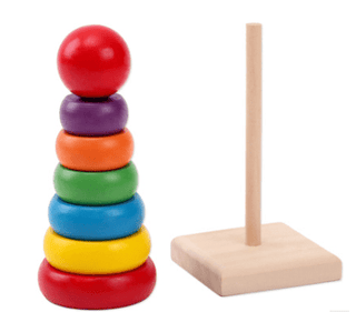  Educational Wooden Rainbow Tower Stacking Rings cashymart