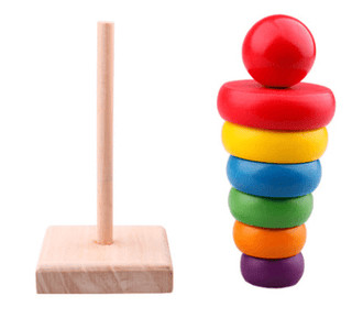  Educational Wooden Rainbow Tower Stacking Rings cashymart