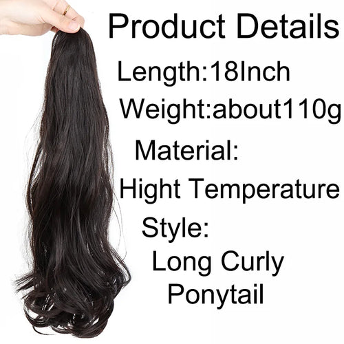  18 Inch Synthetic Wavy Curly Ponytail Extension cashymart