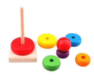  Educational Wooden Rainbow Tower Stacking Rings cashymart