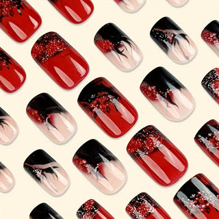  Flame-Kissed Red Press-On Nails cashymart