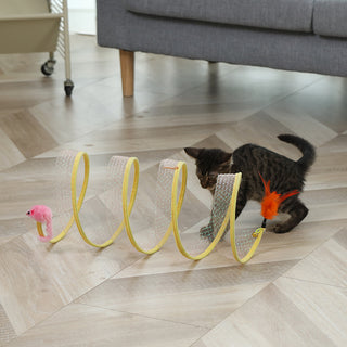  Foldable Cat Tunnel with Mouse Shape Balls and Feather Stick cashymart