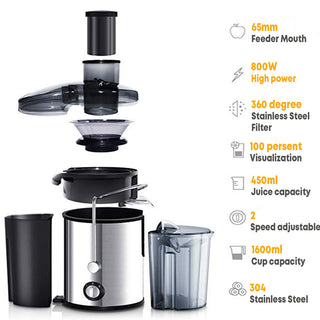  High-Power 800W Stainless Steel Electric Juicer cashymart