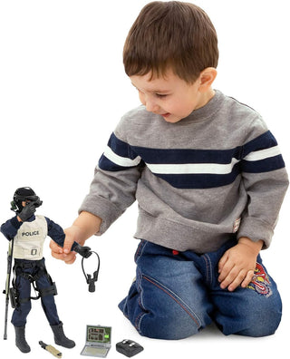 Police Force Sniper 12" Inch Action Figure Play Set with Accessories.,Multicolor