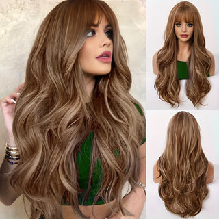  Elegant 26" Brown Wavy Wig cashymart