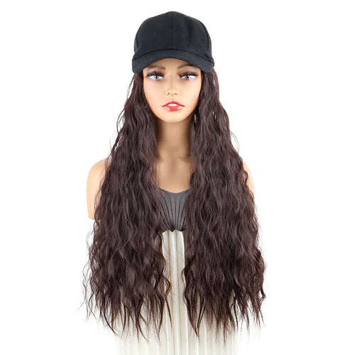  24 Inch Kinky Curly Wig Baseball Cap Hat cashymart