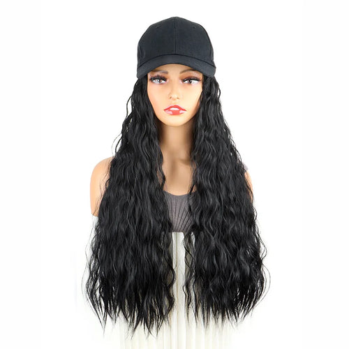  24 Inch Kinky Curly Wig Baseball Cap Hat cashymart