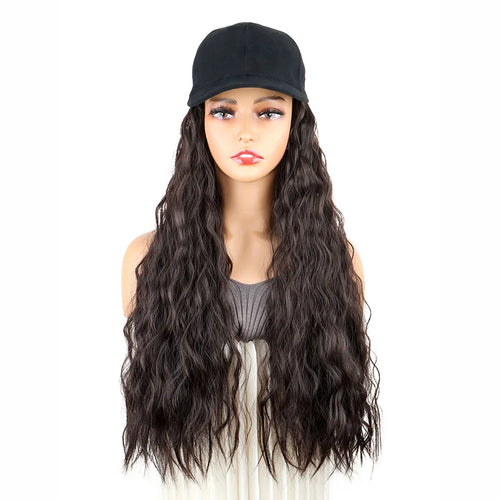  24 Inch Kinky Curly Wig Baseball Cap Hat cashymart