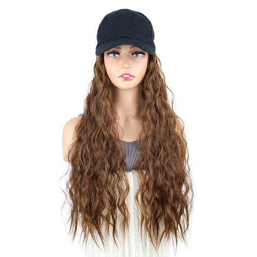  24 Inch Kinky Curly Wig Baseball Cap Hat cashymart