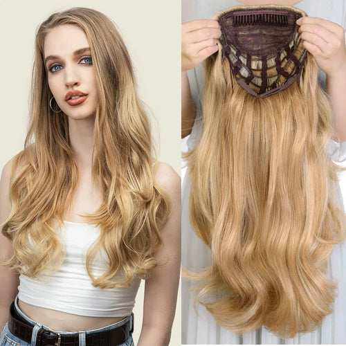  24 Inch Wavy Half Wig With Clips For Women cashymart