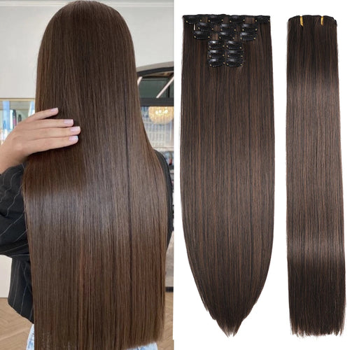  24 Inches Synthetic Long Straight Hair Extensions Set cashymart