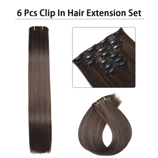  24 Inches Synthetic Long Straight Hair Extensions Set cashymart