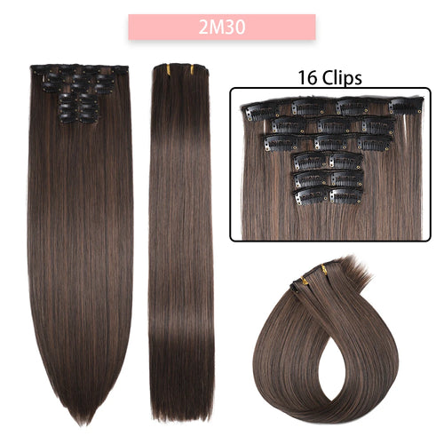  24 Inches Synthetic Long Straight Hair Extensions Set cashymart