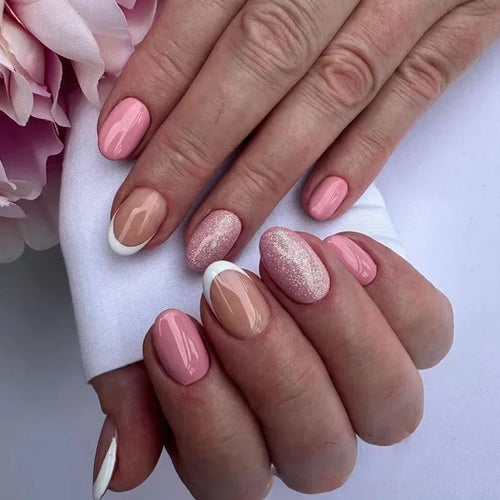  24 Pcs Almond Press On Acrylic Nails cashymart