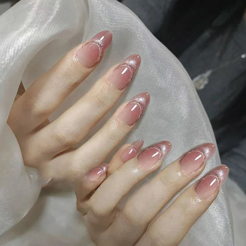  24 Pcs Almond Press On Acrylic Nails cashymart