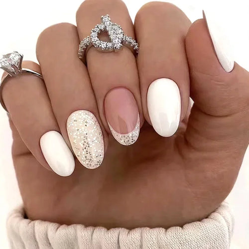  24 Pcs Almond Press On Acrylic Nails cashymart