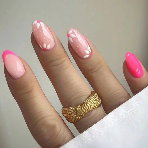  24 Pcs Almond Press On Acrylic Nails cashymart