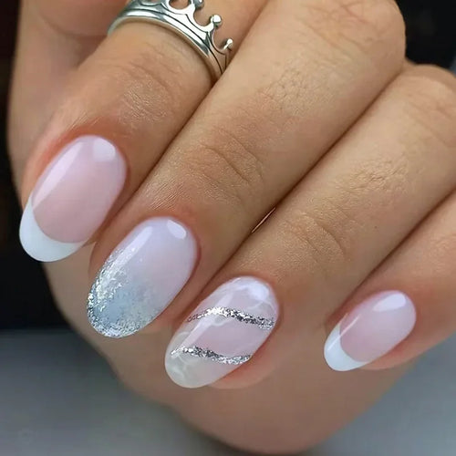  24 Pcs Almond Press On Acrylic Nails cashymart