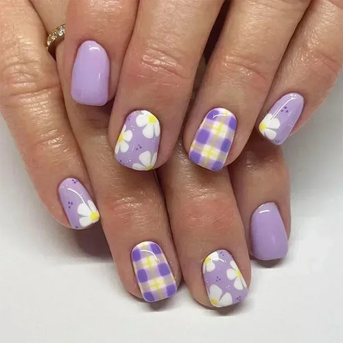  24 Pcs Cute Mini Flower Press On Nails cashymart