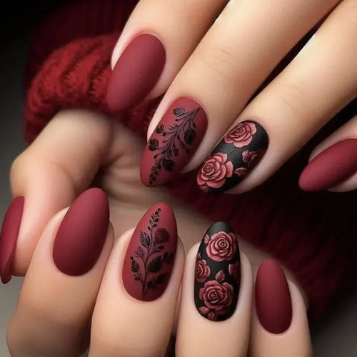  24 Pcs Matte Almond False Nails Set cashymart
