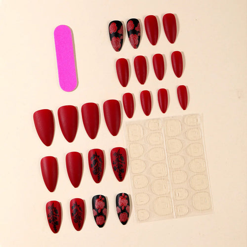  24 Pcs Matte Almond False Nails Set cashymart