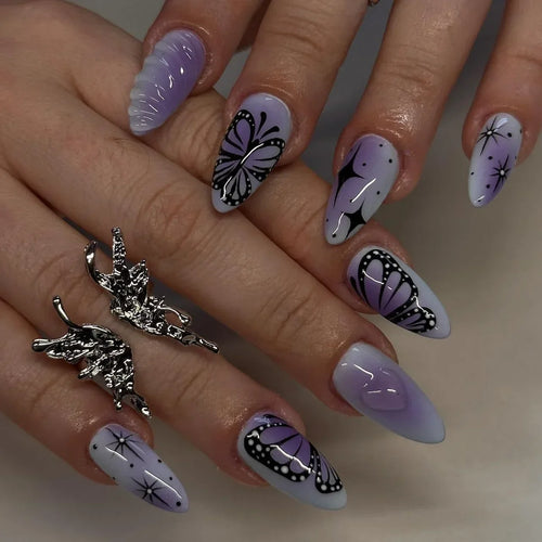 24 Pcs Matte Almond False Nails Set cashymart