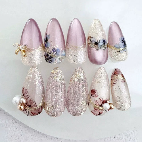  24 Pcs Matte Almond False Nails Set cashymart