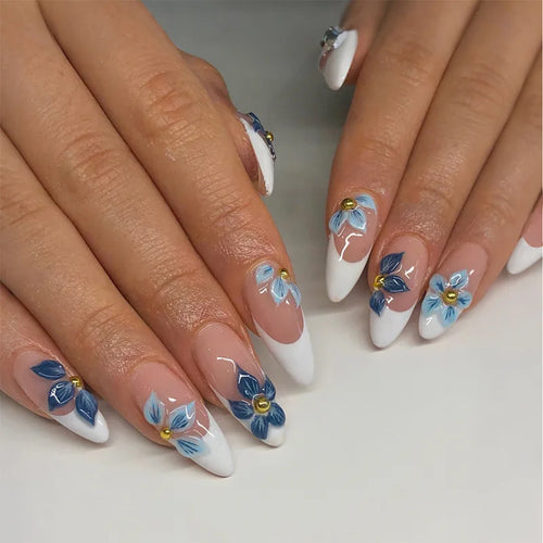  24 Pcs Matte Almond False Nails Set cashymart