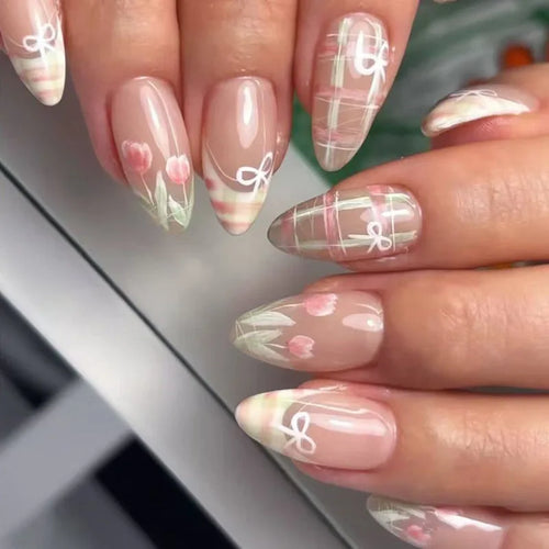  24 Pcs Matte Almond False Nails Set cashymart