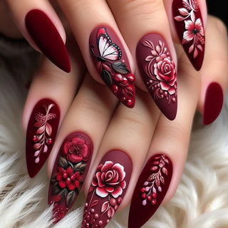  24 Pcs Matte Almond False Nails Set cashymart