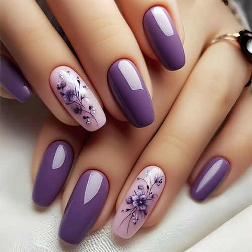  24 Pcs Medium Long Press On Fake Nails cashymart