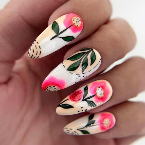  24 Pcs Medium Long Press On Fake Nails cashymart
