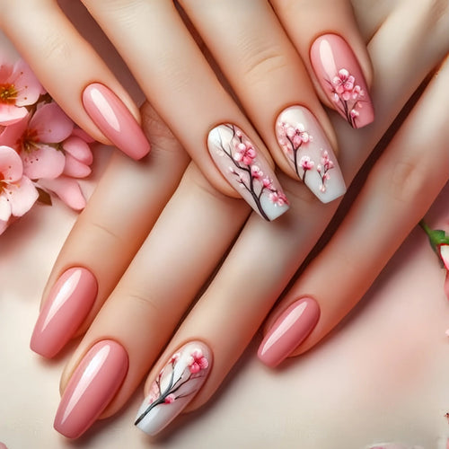  24 Pcs Medium Long Press On Fake Nails cashymart