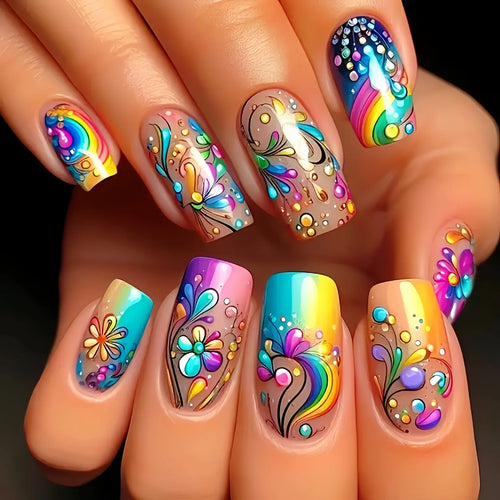  24 Pcs Medium Long Press On Fake Nails cashymart