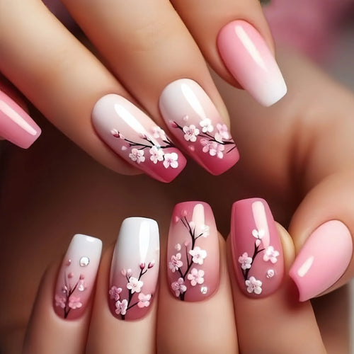  24 Pcs Medium Long Press On Fake Nails cashymart
